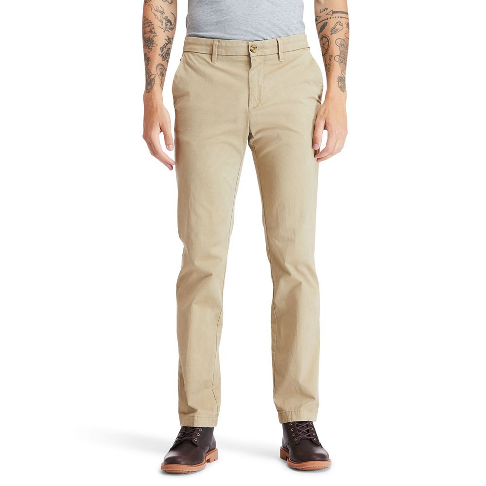 Timberland Mens Pants Squam Lake Stretch Chino - Khaki - India TA7514968